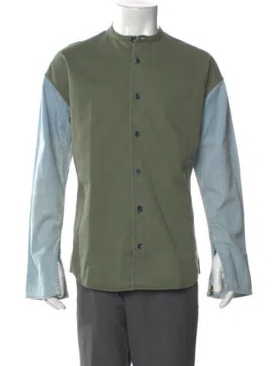 Pre-owned Visvim Colorblock Pattern Long Sleeve Shirt In Green
