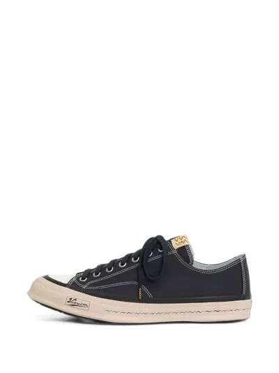 Visvim Contrast-stitch Canvas Sneakers In Black