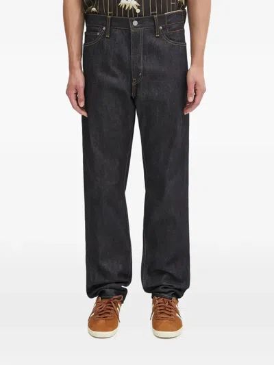 Visvim Contrast-stitching Jeans In Blue