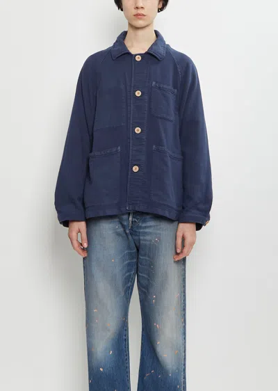 Visvim Coverall Moleskin Jacket In Blue