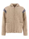 Visvim Chunky Knit Sweater Contrast Shoulder Detail In Nude