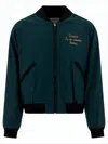 Visvim Cropped Deep Teal Jacket With Black Trim In Black