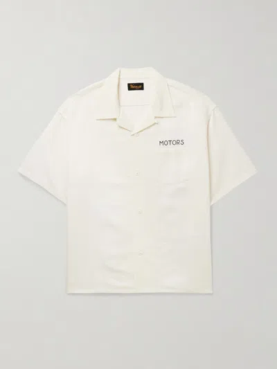 Visvim Crosby Convertible-collar Embroidered Wool And Linen-blend Shirt In White