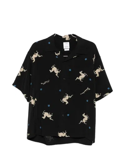 Visvim Crosby Camp-collar Printed Woven Shirt In Black