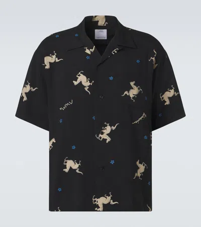 Visvim Crosby Camp-collar Printed Woven Shirt In Black