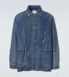 Visvim Patch-pocket Denim Overcoat In Blue