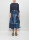 Visvim Denim Elevation Patchwork Skirt In Blue