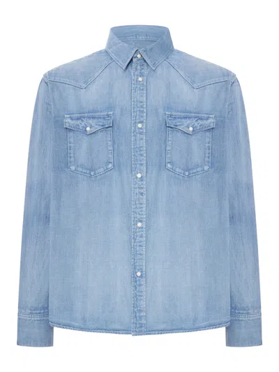 Visvim Denim Shirt With Snap Buttons In Blue