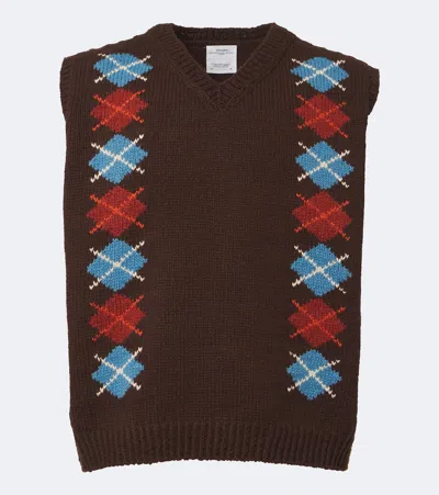 Visvim Diamante Wool And Cashmere Sweater Vest In Brown