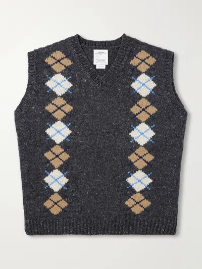 Visvim Diamante Wool And Cashmere-blend Vest In Gray