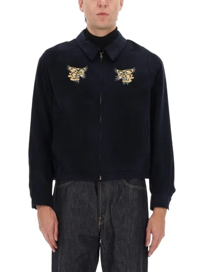 Visvim Embroidered Tiger Zip Front Jacket In Blue