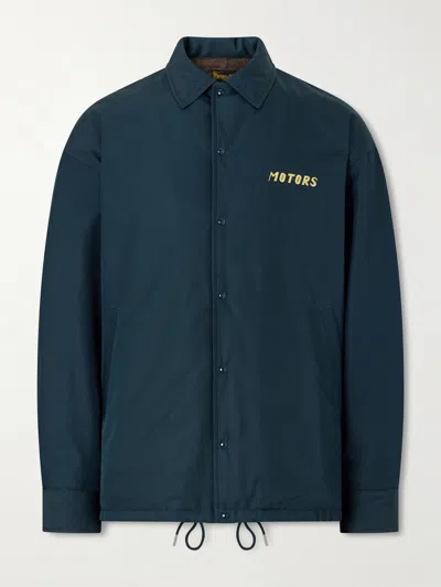 Visvim Embroidered Wool And Silk-blend-gabardine Jacket In Green