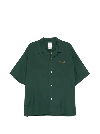 Visvim Embroidered-logo Short-sleeve Shirt In Green