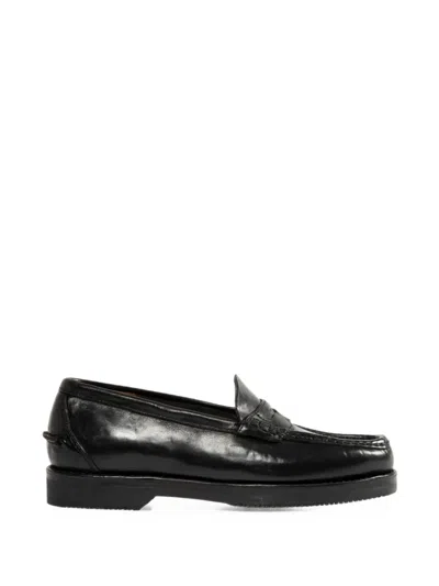 Visvim Fabro-folk Leather Loafers In Black