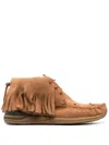 Visvim Fbt Shaman-folk Fringed Beaded Suede Boots In Brown