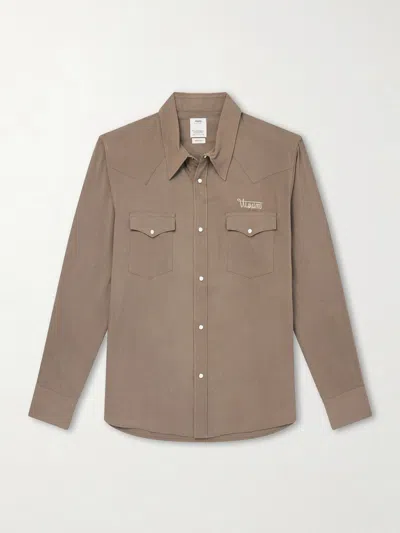 Visvim Four Corners Logo-embroidered Canvas Western Shirt In Brown