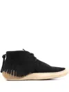 Visvim Kuiva Shaman-folk Fringed Suede Sneakers In Black