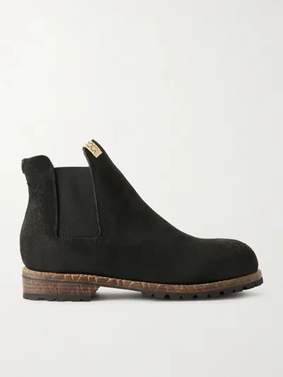 Visvim Gornergrat Mid-folk Suede Chelsea Boots In Black