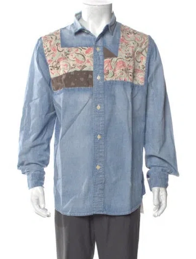 Pre-owned Visvim Granger Chambray Printed Denim Shirt In Blue