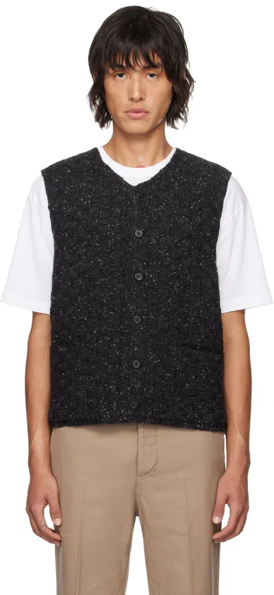 Visvim Gray Knit Reversible Vest In Black