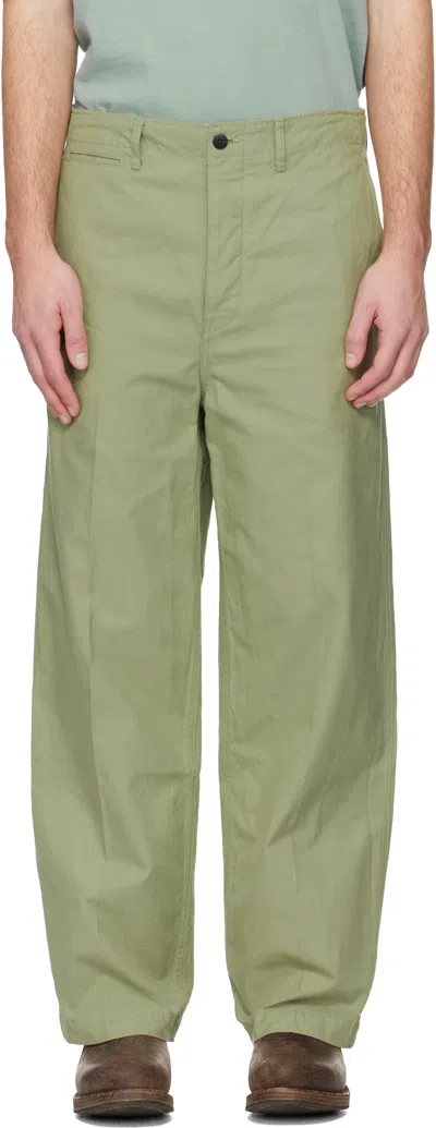 Visvim Green Ex Wide Chino Trousers.