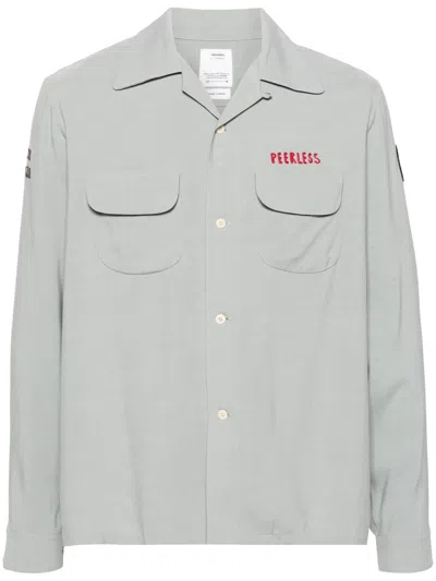 VISVIM GREY LOGO-EMBROIDERED SHIRT