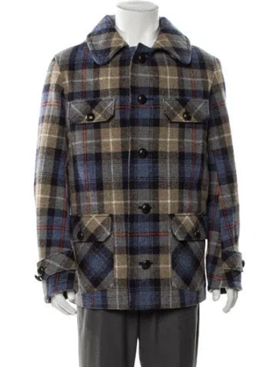 Pre-owned Visvim Harris Tweed Gore-tex Wool Coat In Blue