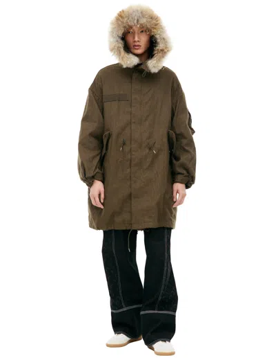 Visvim Hooded Parka Jacket In Khaki