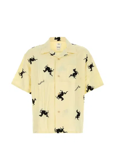 Visvim Short Sleeve Rayon Shirt Graphic Print In Yellow
