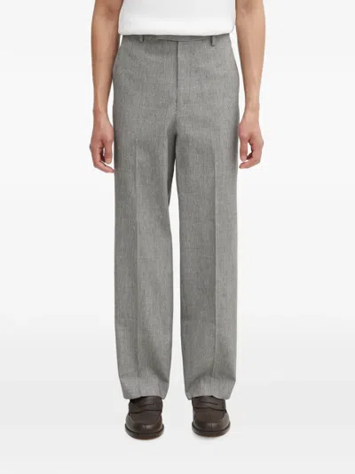 Visvim Houndstooth-pattern Pressed-crease Trousers In Gray