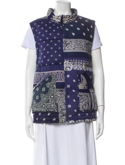 Pre-owned Visvim Ict Insulator Down Paisley Print Sweater Vest W/ Tags In Blue
