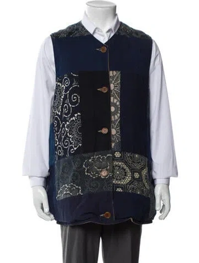 Pre-owned Visvim Ict Kora Down Floral Print Vest In Blue