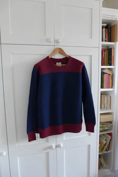 Pre-owned Visvim Isles Knit Prime Sweater - Navy & Merlot Wool In Multi