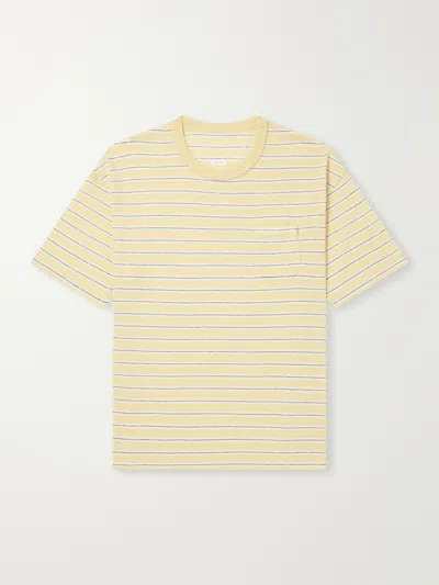 Visvim Jumbo Border Striped Wool And Cotton-blend T-shirt In Gold