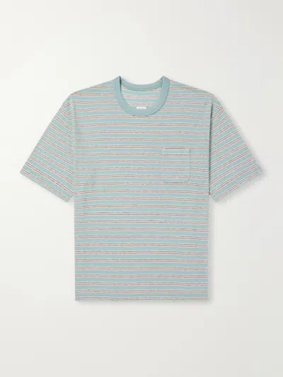 Visvim Jumbo Border Striped Wool And Cotton-blend T-shirt In Green