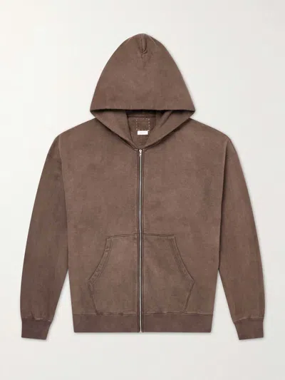 Visvim Jumbo Cotton-jersey Zip-up Hoodie In Brown