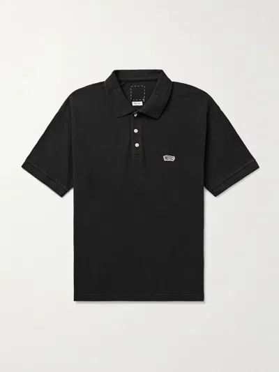 Visvim Polo Collar Short Sleeve Jersey Top In Black