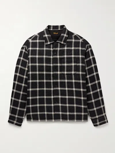Visvim Keesey Checked Linen And Wool-blend Down Jacket In Black