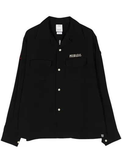 Visvim Keesey Slogan-embroidered Shirt In Black
