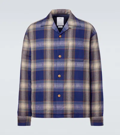 Visvim Keesey Wool And Linen Down Overshirt In Blue