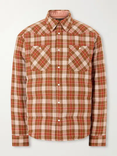 Visvim Kerchief Checked Wool And Linen-blend Down Jacket In Brown