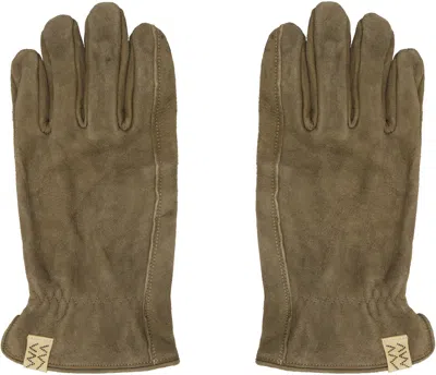 Visvim Khaki Suede Gloves In Olive
