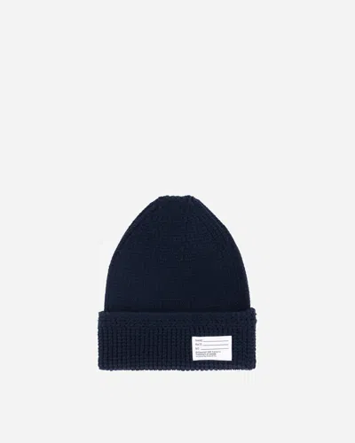 Visvim Knit Cotton Beanie Navy In Blue