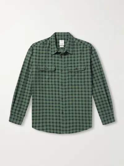 Visvim Langer Checked Brushed Cotton-canvas Shirt In Green