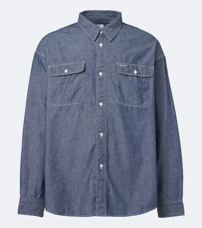 Visvim Langer Cotton And Silk Chambray Shirt In Blue