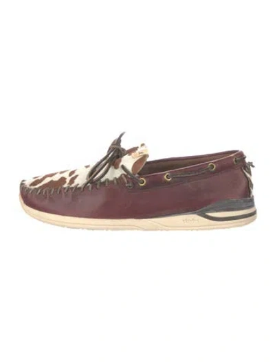 Pre-owned Visvim Leather Printed Boat Shoes In Burgundy