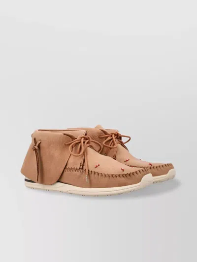VISVIM LHAMO-FOLK FRINGED LEATHER SNEAKERS