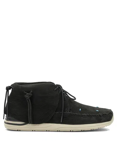 Visvim Fbt Shaman-folk Fringed Desert Boots In Black