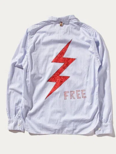 Pre-owned Visvim Lightning Free Striped Shirt In White