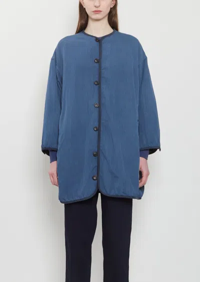 Visvim Liner Riversible Wool Linen Coat In Blue